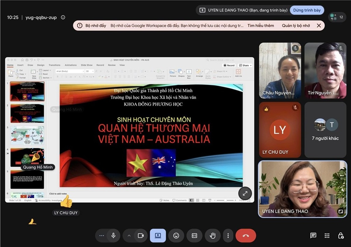 Khoa Đông Phương học tổ chức thành công buổi sinh hoạt chuyên môn: "Quan hệ thương mại Việt Nam – Australia: Tiếp cận từ bức tranh vĩ mô và góc nhìn Việt Nam học"