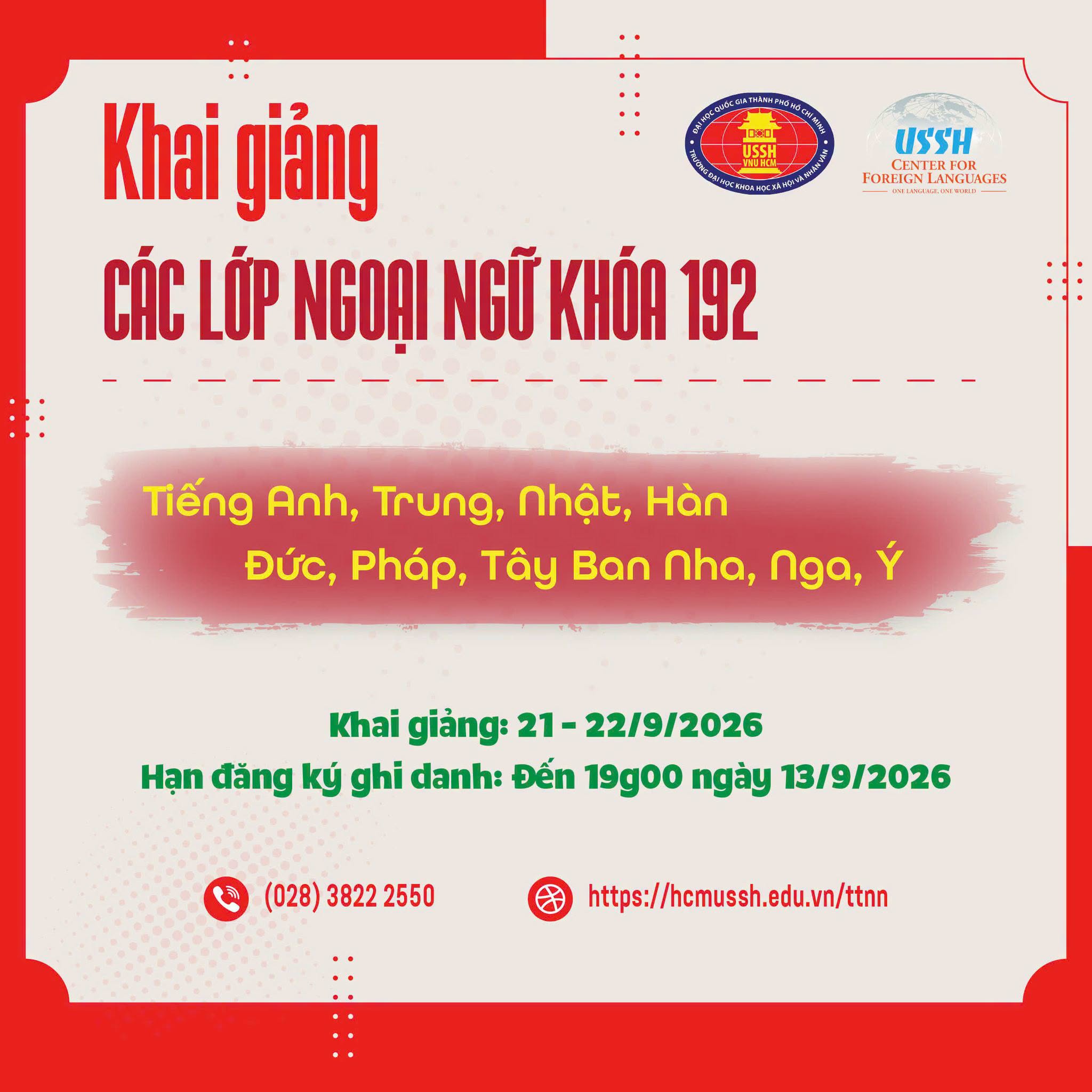 BẠN ĐÃ SẴN SÀNG “LEVEL UP” KHẢ NĂNG NGOẠI NGỮ CHO THÁNG 9 NÀY CHƯA? KHÓA NGOẠI NGỮ CHUYÊN SÂU 192 ĐÃ CHÍNH THỨC MỞ ĐĂNG KÝ TẠI NHÂN VĂN!