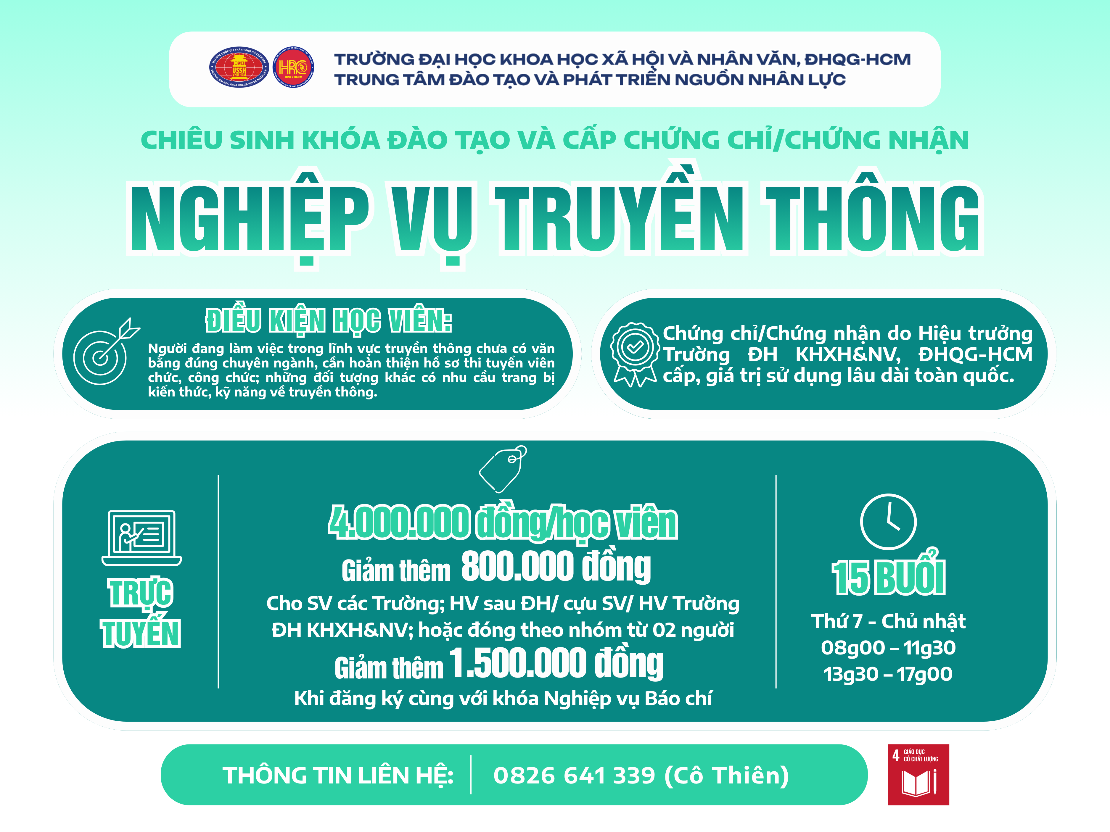 Chiêu sinh khóa đào tạo Nghiệp vụ Truyền thông (Khóa 14) – Dự kiến khai giảng 09/08/2026