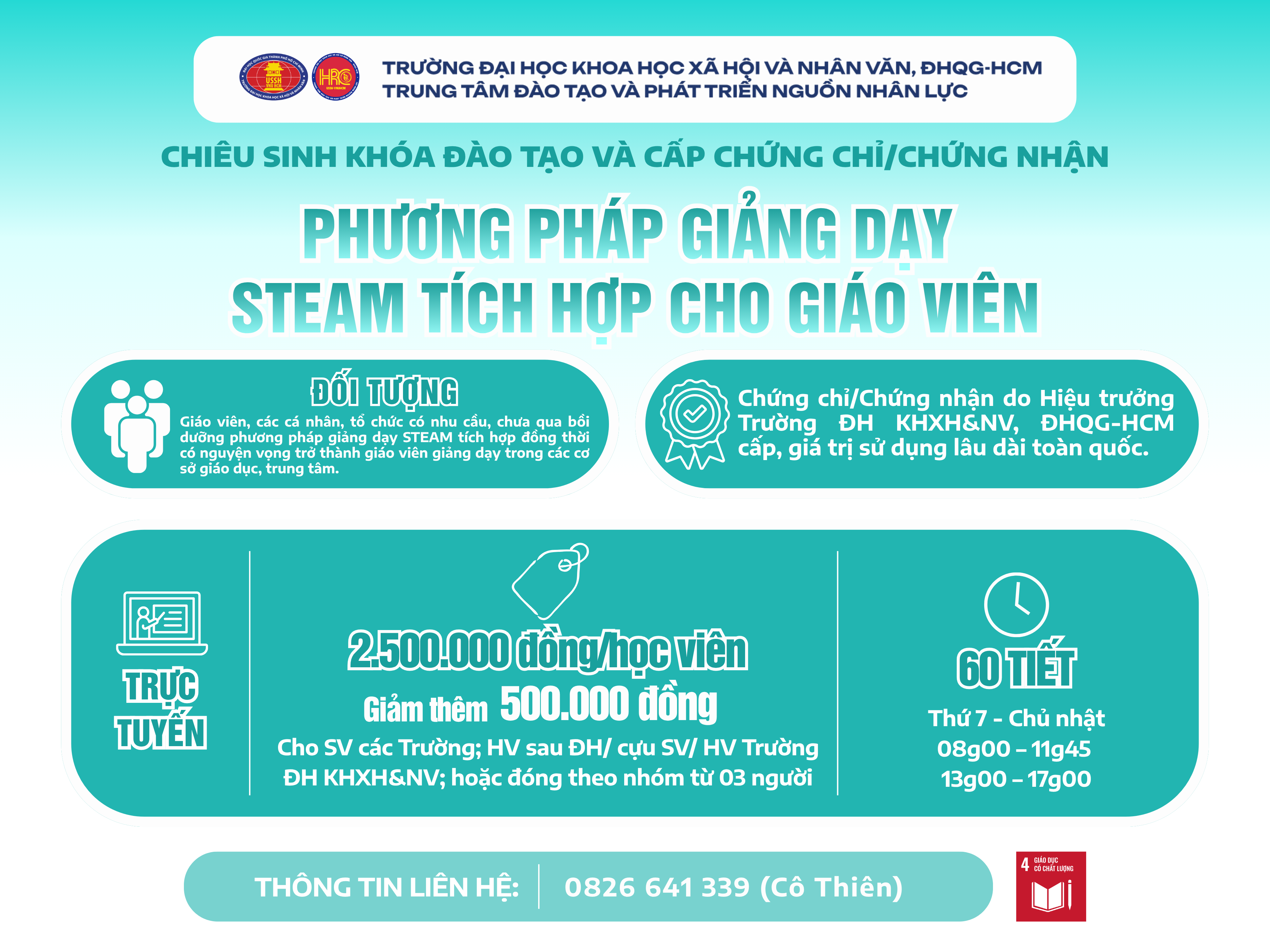 Chiêu sinh khóa đào tạo Phương pháp giảng dạy STEAM tích hợp cho giáo viên (Khóa 3) – Dự kiến khai giảng 20/09/2026