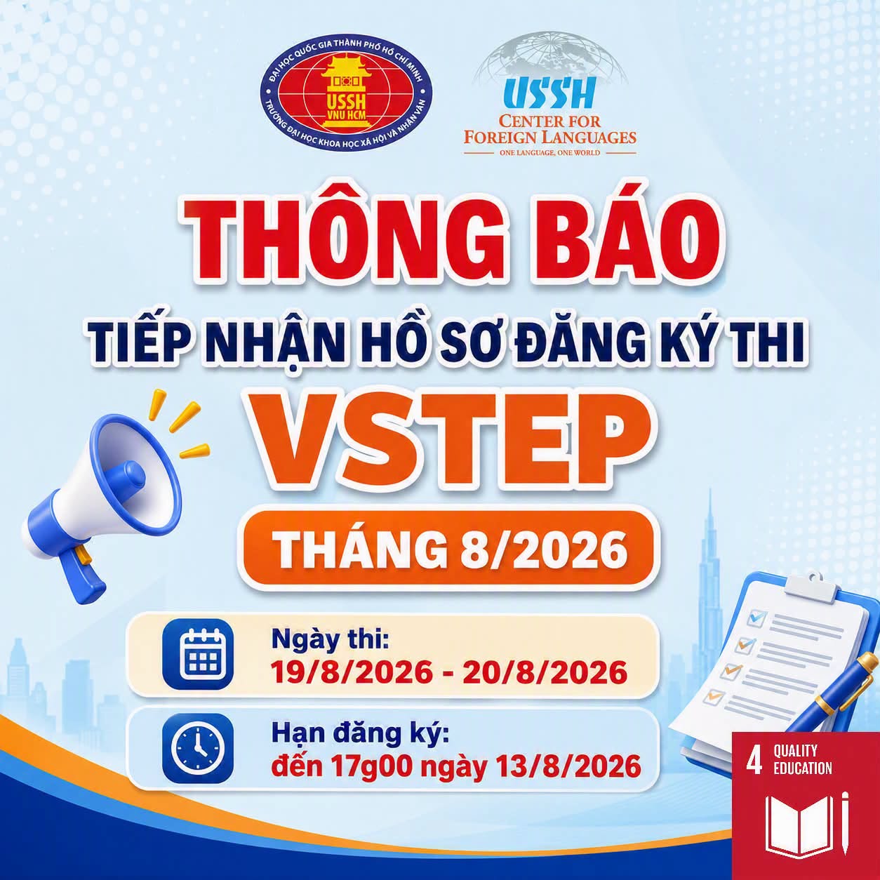 ƯU ĐÃI THÁNG 8: GIẢM NGAY 10% LỆ PHÍ THI VSTEP BẬC 3-5 KHI ĐĂNG KÝ THEO NHÓM TỪ 03 THÍ SINH