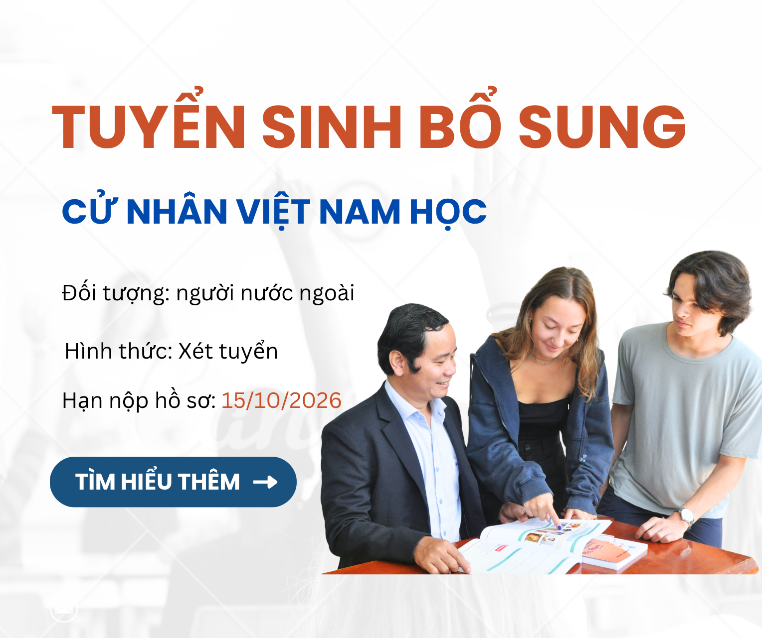 Thông báo tuyển sinh bổ sung đại học chính quy đối với sinh viên nước ngoài ngành Việt Nam học năm 2026