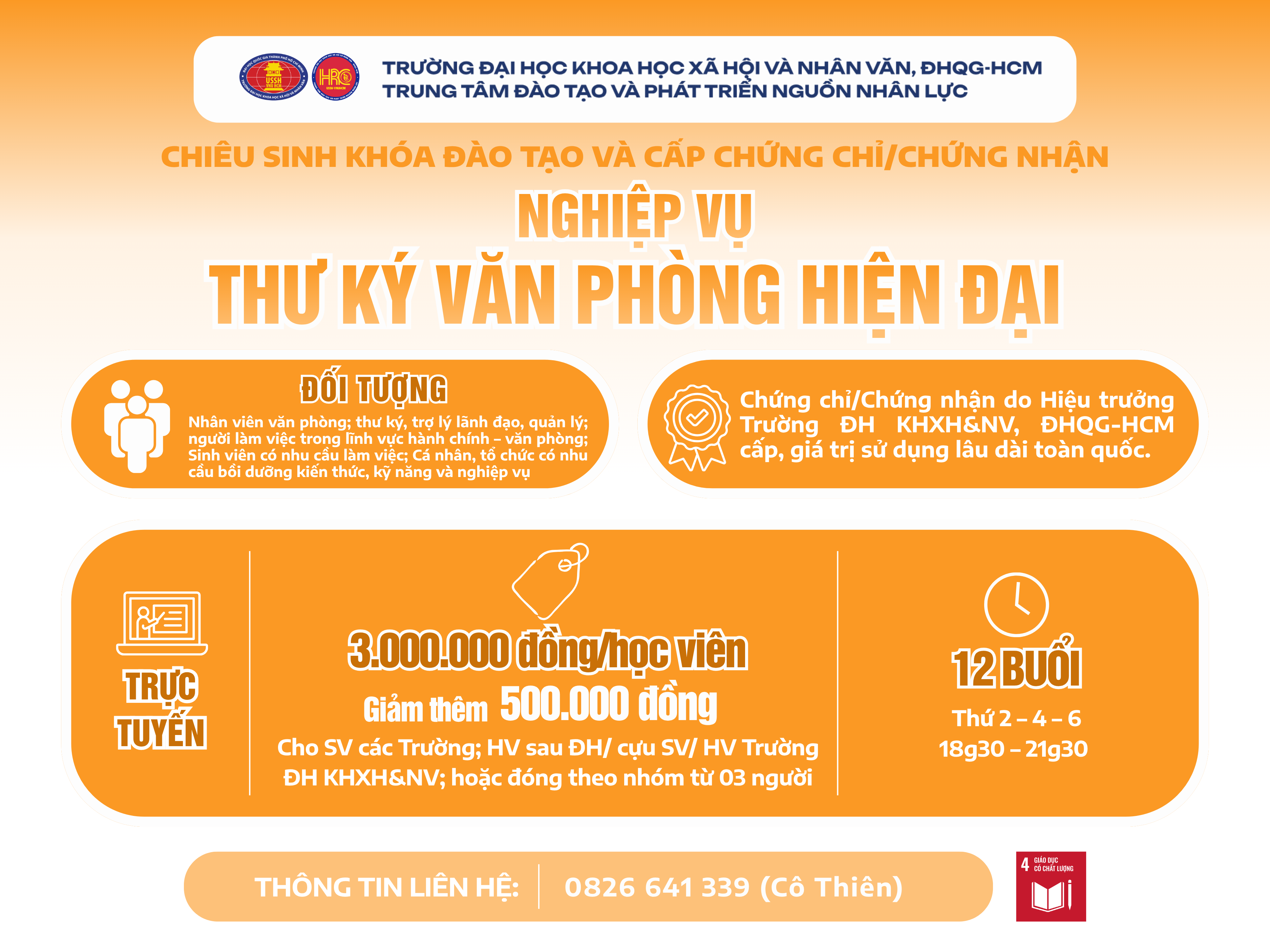 Chiêu sinh khóa đào tạo Nghiệp vụ Thư ký văn phòng hiện đại (Khóa 11) – Dự kiến khai giảng 24/08/2026
