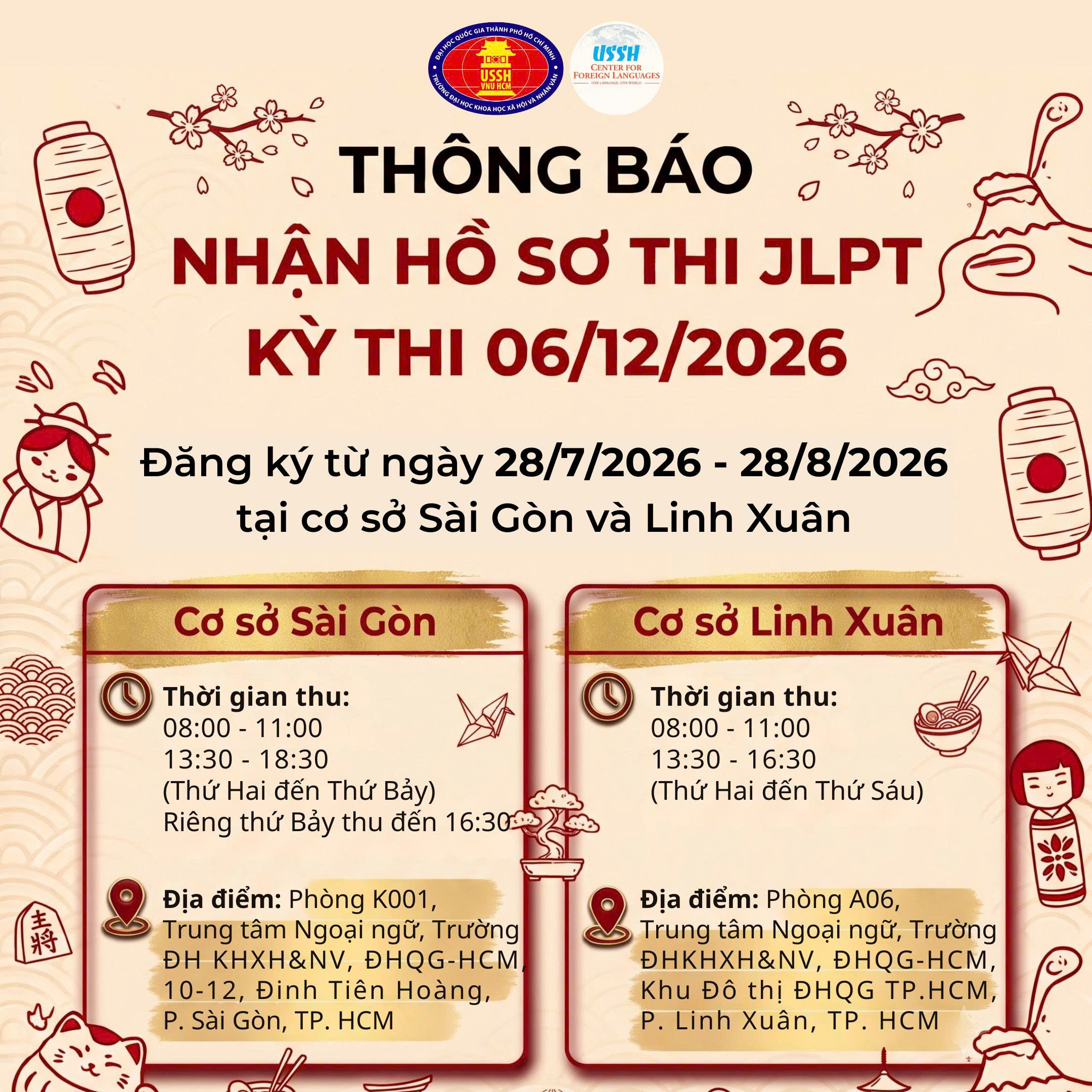 MỞ ĐĂNG KÝ KỲ THI NĂNG LỰC NHẬT NGỮ JLPT THÁNG 12/2026