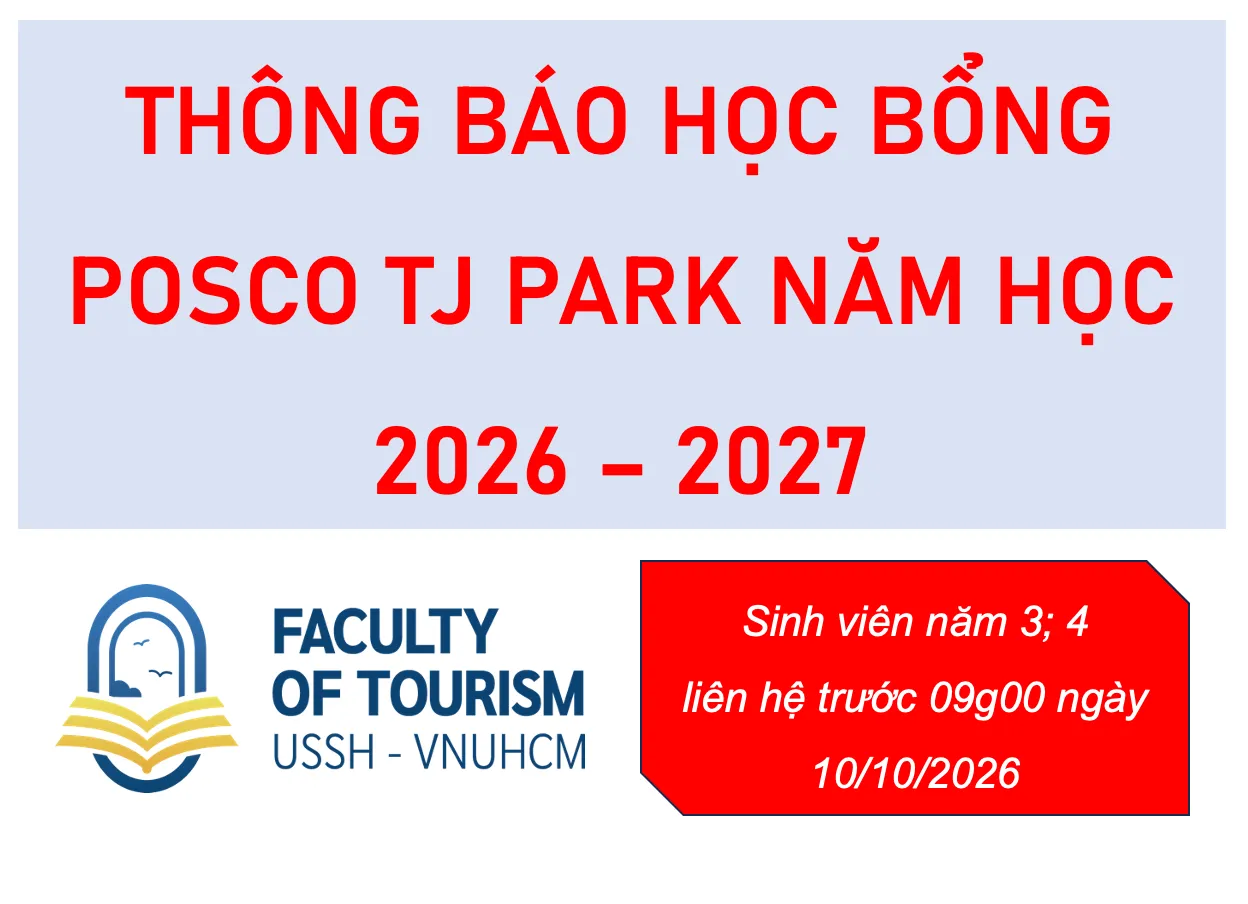 Thông báo học bổng POSCO TJ park năm học 2026 – 2027