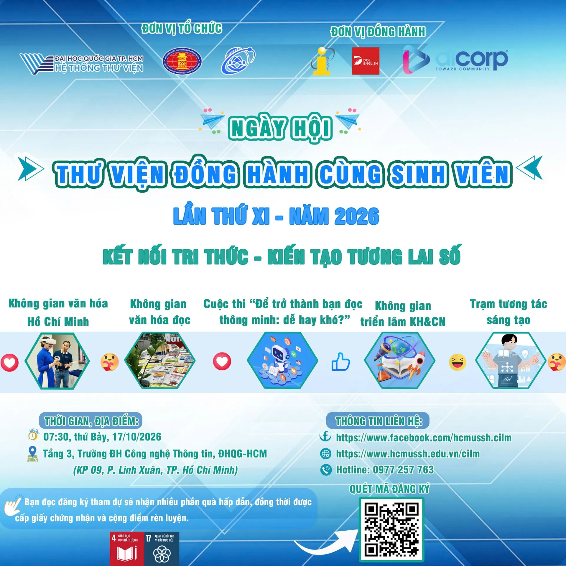 NGÀY HỘI THƯ VIỆN ĐỒNG HÀNH CÙNG SINH VIÊN ĐHQG-HCM LẦN XI – NĂM 2026 🌟 Chủ đề: “KẾT NỐI TRI THỨC – KIẾN TẠO TƯƠNG LAI SỐ”