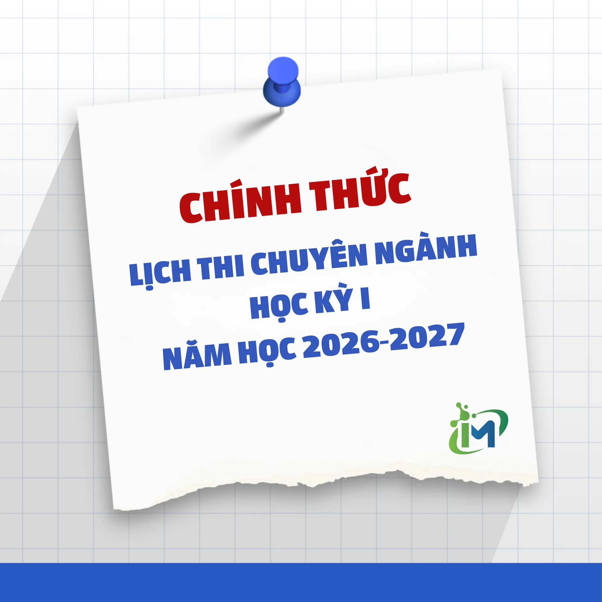 Lịch thi chuyên ngành (chính thức) - Học kỳ 1 năm học 2026 - 2027
