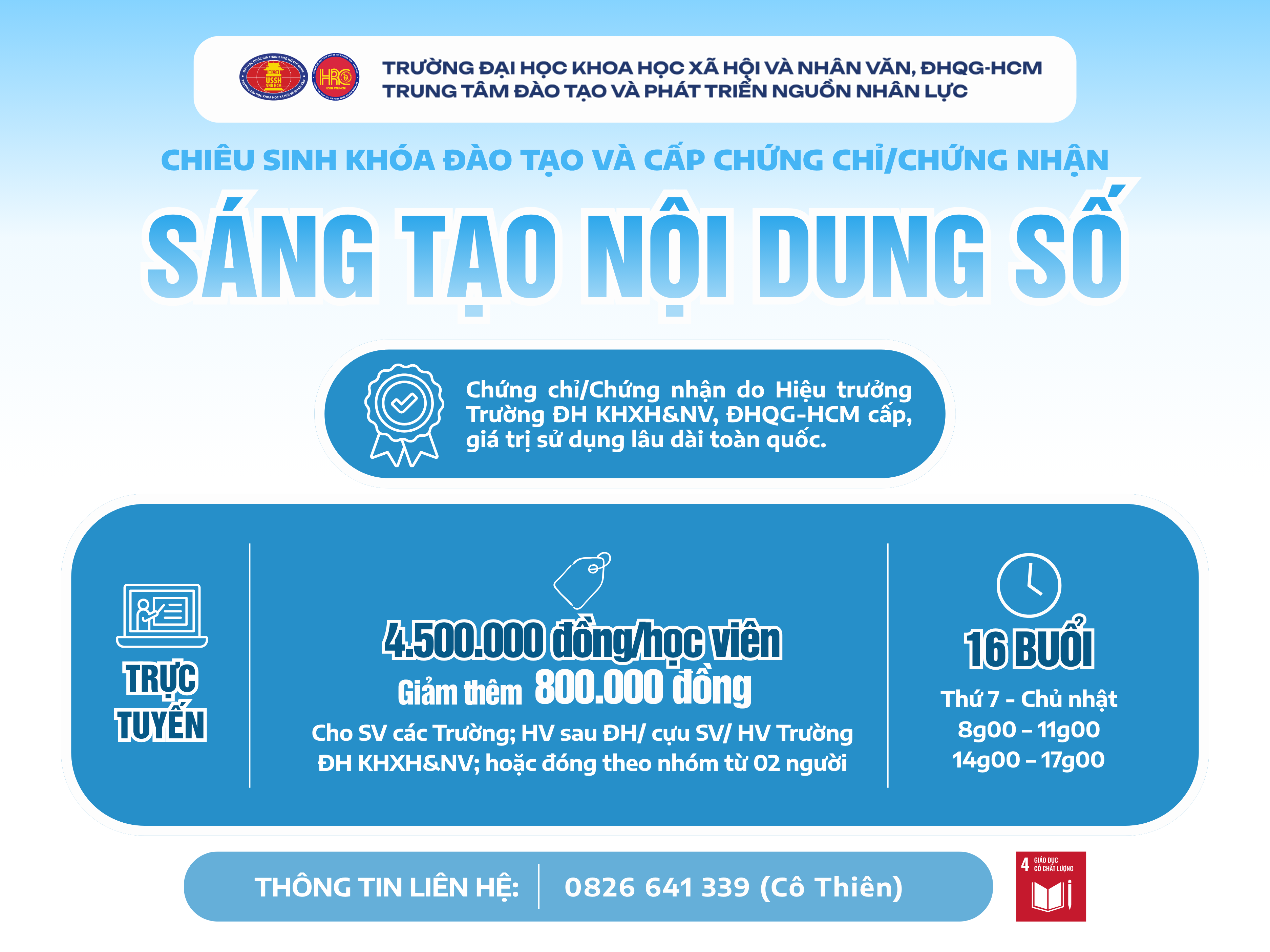 Chiêu sinh khóa đào tạo Sáng tạo nội dung số (Khóa 1) – Dự kiến khai giảng 12/09/2026