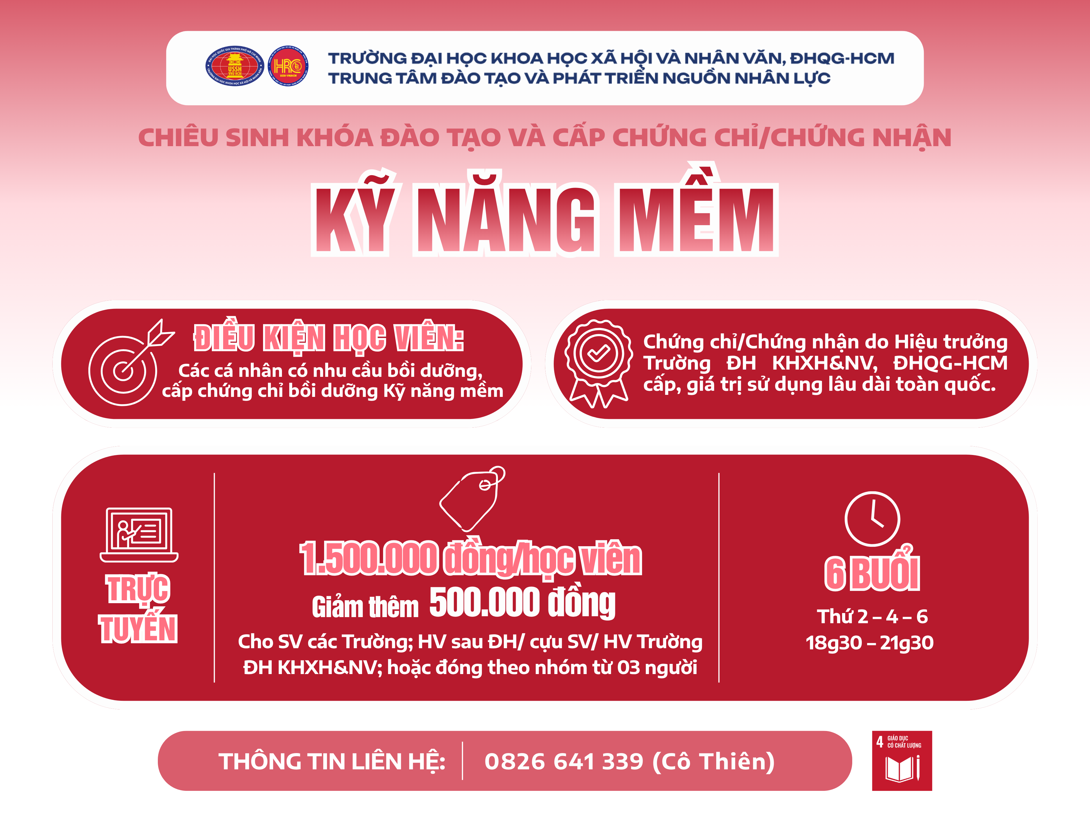Chiêu sinh khóa đào tạo Kỹ năng mềm (Khóa 20) – Dự kiến khai giảng 30/09/2026