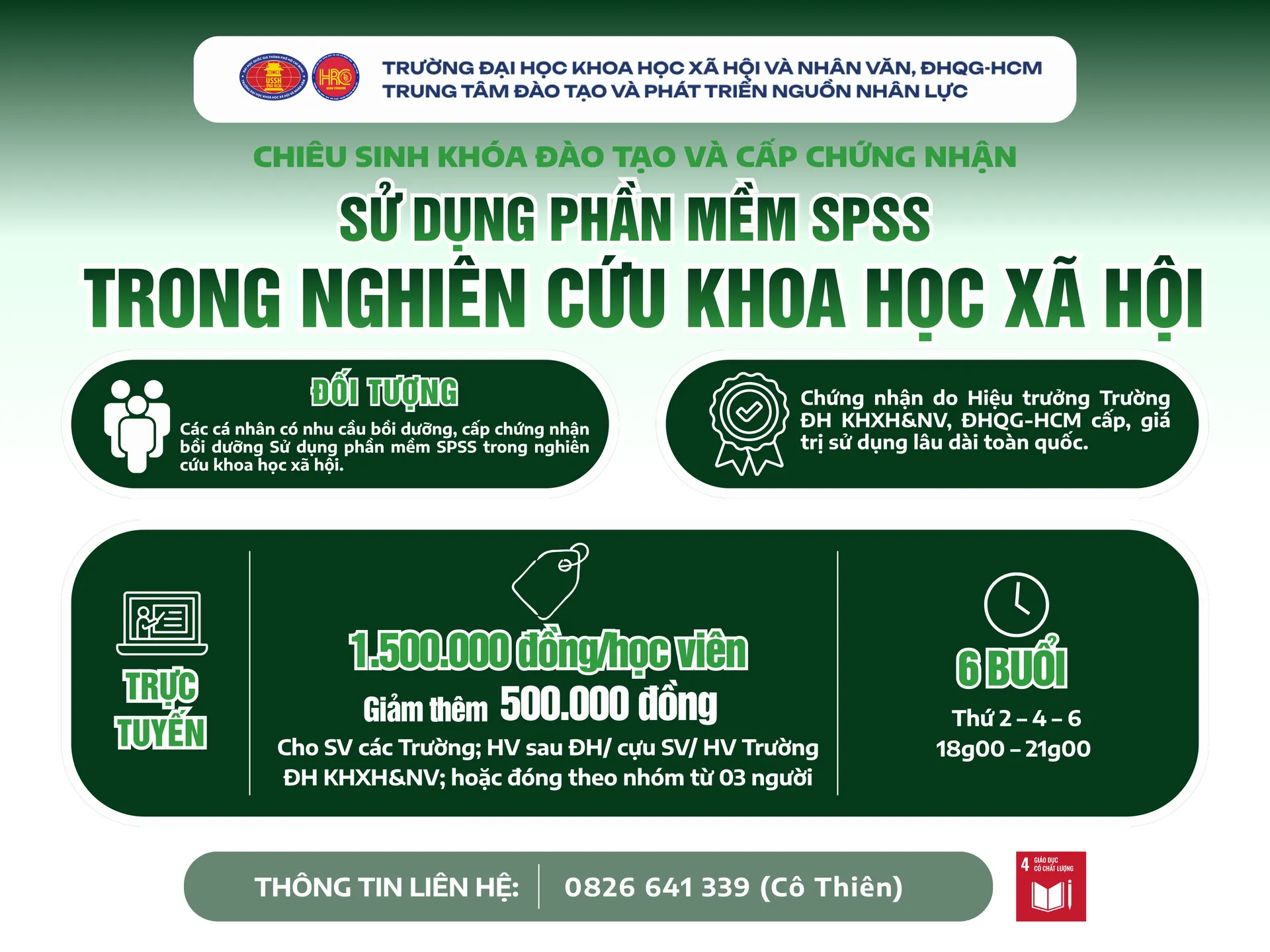 Chiêu sinh khóa đào tạo Sử dụng phần mềm SPSS trong nghiên cứu khoa học xã hội (Khóa 8) – Dự kiến khai giảng 09/11/2026